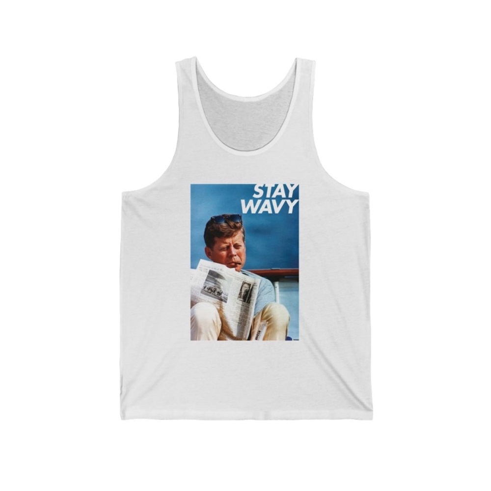 STAY WAVY JFK ON VACATION UNISEX TANK SIZE SMALL